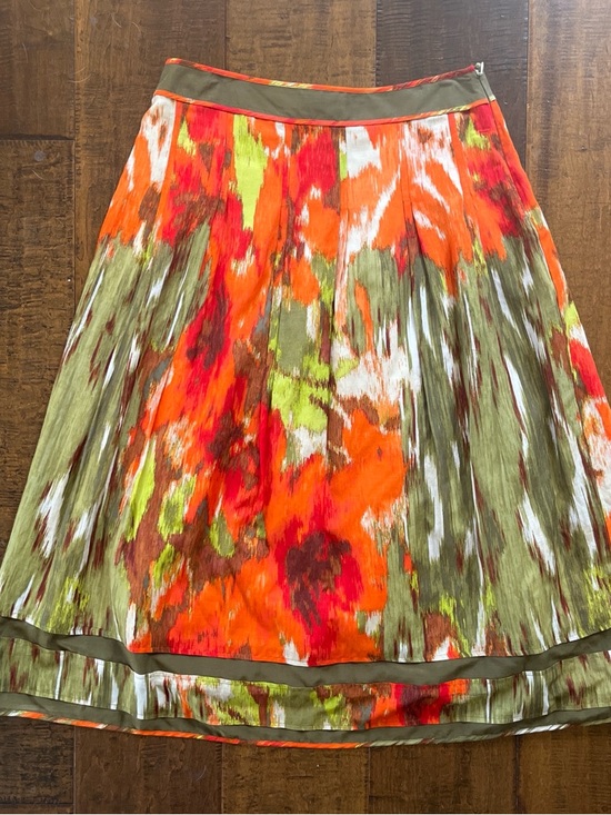 Talbots Dresses & Skirts - Silk and cotton Talbots orange and green floral midi skirt, sz 6